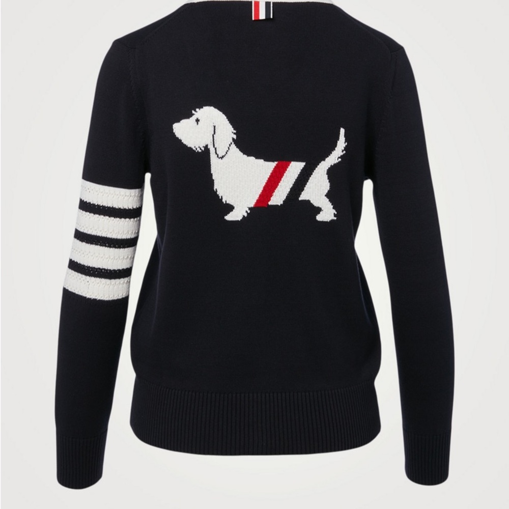 Women’s Thom Browne Cotton V-neck Cardigan Sweater Navy size 42 IT
